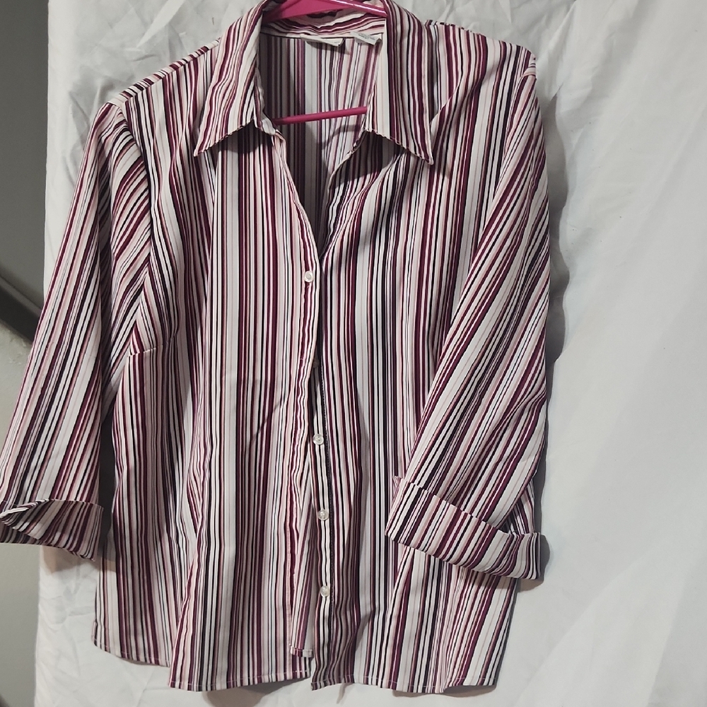 Covington Burgundy and White Striped Shirt